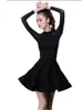 Bühne Tragen Mesh Patchwork Latin Dance Frauen Tango Kleid Einfarbig Latino Praxis Mädchen Langarm Weibliche Kleidung Kostüm