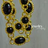 Chains Retro Noble Double-layer Necklace Black Classic Bead Texture For Women