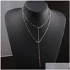 Anhänger Halsketten Mode Edelstahl Halskette Lange Schlüsselbein Kette Choker Für Frauen Männer Boho DIY Schmuck Geschenk Kragen Hombres Drop dhulh