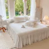 Bedding Sets Flowers Lace Ruffles Patchwork Velvet Fleece Duvet Cover Set Bed Skirt Bedspread Sheet Pillowcase French Wedding