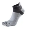 Chaussettes pour hommes doigt classique coupe basse cheville respirer cinq orteils coton solide sport hommes