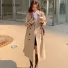 Mulheres Trench Coats Primavera Mulher Long Trench Coat Moda Coreano Streetwear Solto Manto Casual Elegante Khaki Black Women's Windbreaker Coat 230926