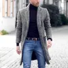 Męska wełniana jesienna płaszcz średniej długości 2023 Zimowy rozrywka dwuwarstwowa Tweed Cardigan Jacket Fashion Woolen