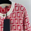 Automne et hiver nouvelle marque design pull femme classique 2F broderie cardigan simple boutonnage cardigan à manches longues noël nouvel an pull rouge