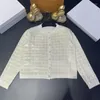 Women's Knits High Quality White Sparkling Sequins Beaded Embroidery Plaid Knit Cardigan Elegant Outerwear Women Luxury Sweater 2023 Fall