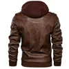 Men's Fur Autumn Winter Leather Motorcycle Jacket PU Hooded Warm Baseball Euro Size Coat