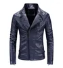 Veste de moto en cuir PU pour hommes, courte, mode automne-hiver, col montant, vêtements de sport simples, manteaux coupe-vent épais