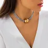 Collier ras du cou avec pendentif boule Punk pour femmes, couleur or argent, multicouche, bijoux de fête à la mode, cadeau pour filles, 2023