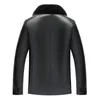 Men's Fur Idopy Men Classic Faux Leather Jacket With Collar Business Office Zip Up Coat Warm Outerwear For Male Plus Size 5XL