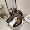 2023 Kvinnor F Spring and Autumn High Thighted Heels Sexig runda huvud Elegant mode Högklassig däckskoskor