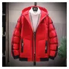 Мужская шерстяная куртка 2023, осенне-зимняя теплая куртка, мужская модная однотонная толстая куртка с капюшоном, мужское пальто с хлопковой подкладкой, большие размеры, падение размера
