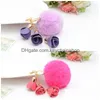 Key Rings Cute Pompom Car Keychain For Women Men Fur Ball Ring Holder Pendant Fashion Chain Charm Bag Jewelry Gift Drop Delivery Dhrs7