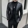 British Style Clothing Fashion Men High Quality Casual Leather Jacket Male Slim Fit Business leather Suit Coat/Man Blazers S-3XL