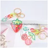 Nyckelringar Summer Fruit Chain Watermelon Pineapple Stberry Charm Holder Pendant Plastic Keychain Jewelry Drop Delivery DHBIV