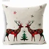 Pillow Case WZH Christmas case lattice sofa car cushion home decoration linen cushion cover Christmas gift 2021 new 18*18 inch T230926