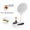 Miroirs compacts miroir de maquillage flexible grossissant 10x avec LED USB chargeant 14 LED écran tactile éclairé Table cosmétique 230926