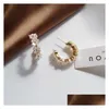 Dangle Chandelier Flower Earring Fashion Golden Plating White Resin Hoop Earrings Women Jewelry Girl Student Gifts For Party Drop Deli Dhrmh