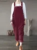 Women's Jumpsuits Rompers Women Corduroy Jumpsuits ZANZEA 2023 Vintage Autumn Overalls Suspender Rompers Female Casual Solid Pantalon Oversized Pants L230926