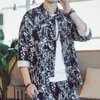 Roupas étnicas Tang Estilo Chinês Homens Algodão e Linho Cor Bloqueando Camisa 2023 Harajuku Casual Tops Hanfu Pan Button