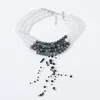 Gargantilla de Europa y América para mujer, accesorios de joyería multicapa, cadena de perlas de imitación, collar con borlas, 2023
