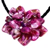 Halsband Großhandel handgefertigte Farbe Barock echte Süßwasserperle Muschel Blume Leder Halskette A6 Schmuck Modeschmuck