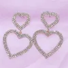 Boucles d'oreilles pendantes classiques en forme de cœur en cristal pour femmes, longs glands exagérés, strass, bijoux à la mode