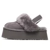 Disquette Moda Chinelos de Camurça Chinelos de Sola Grossa Castanha Furry Slides Shearling Tazz Mules Mulheres Neve Slip-on Sapatos Conforto Superior Outono Inverno 35-43