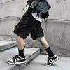 Men's Shorts Hiphop Punk Jogger Motorcycle Novelty Black Cargo For Mens With Buckle Strap Waist