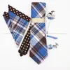 Bow Ties 5 PCS Cotton Cotton Fuction 7cm TIE Set Brooch Pin Clip Hankie Cufflink Men Party Daily Striped Floral Cravat Gift Cancory 230922