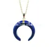 Collane con ciondolo Pietra di quarzo Corno Ametista Occhio di tigre Cristallo Mezzaluna Luna Amet Fascino con collana a catena in ottone Regalo per donna Goccia Dhr2L