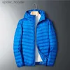 Męskie Parkas Winter Men Ultralight Thin Down Kurtka White Duck Down z kapturem kurtki z kapturem długie rękawy ciepły płaszcz Parma Przenośna warstwa 2022 NOWOŚĆ L230926