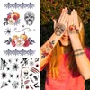 Andere tatoeagebenodigdheden Zwart Halloween Spider Tijdelijke tatoeages voor kinderen Kinderen Realistisch Nep Vleermuis Vogelverschrikker Schedel Tatoos DIY Kleine Stickers 230926