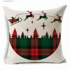 Pillow Case WZH Christmas case lattice sofa car cushion home decoration linen cushion cover Christmas gift 2021 new 18*18 inch T230926