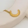 Halsband örhängen sätter usenset textur platt månform rostfritt stål smycken 18 k guldpläterad kvinnors örhänge hänge