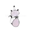 Pendant Necklaces Cute Kitty Cat Stone Pink Quartz Amethyst Tiger Eye Agate Gemstone With Brass Chain Necklace For Girls Drop Delivery Dh7Qc