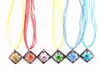 Pendentif Colliers Mode En Gros 6 pcs À La Main Murano Murano Verre Mélange Carré Spin Fleur Pendentifs Charme Collier