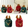 Christmas Decorations Festival Drawstring Velvets Bag Gift Box Adorable Reindeer Embroidery 594C