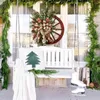 Decorative Flowers Red Truck Wheel Christmas Bowknot Wreath Fall For Front Door Wooden Hanging Ornament Indoor Outdoor