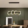 Lampade a sospensione Creative 4/5 Anelli Luci Nordic Minimalista Apparecchio in alluminio a lunga striscia per sala da pranzo Bar Ufficio Lampada dimmerabile a LED