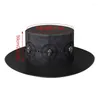 Berretti Steampunk Cappello a cilindro per donna Costume da festa di Halloween Cosplays Accessorio gotico Uomo nero con decori con teschio