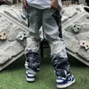 Men's Jeans PFNW Spring Autumn Men's Hip Hop Pants Scraped Patchwork Embroidery Denim Pants Fashion Straight Leisure Worn Out Jeans 28A0034 230926