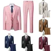 Men's Suits 3Pcs Set Blazers Jacket Pant Vest Formal Dress Solid Color Men Casual Boutique Business Wedding Coat Trouser