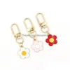 Key Rings Wholesale 5 Petal Plumeria Flower Pendant Keychain Fashion Zipper Pl Charm Planner Charms Accessories Hangbag Hanging Pendan Dhsz4