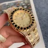 Orologi da uomo di alta qualità 42mm Iced Out Orologio da uomo con data e diamanti, quadrante in zaffiro, orologi da polso in oro rosa332t