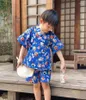 Ethnic Clothing Summer Cotton Boy Short-sleeved Jinping Kimono Yukata Suit Japanese Baby Pajamas Sweat Steaming Home Clothes