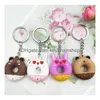 Anahtarlıklar Landards Cartoon Donut Keychain PVC Yumuşak Plastik Anahtar Zinciri Araba Çantaları için Kolye Sevgililer Günü Hediye Damla Teslimat Moda Dhqri