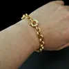 Brazalete con cuentas Color dorado Belcher Bolt ring Link Hombres Mujeres Pulsera sólida Joyería en 18-24 cm de longitud 230925