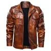 Men's Fur Classical Motorcycle Leather Jackets Spring Autumn Coat Jacket Slim Cashmere Thickened Lapel Solid Color