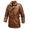 Men's Fur Fashion Motorcycle Leather Jacket Men Trench Coat Top Quality Thick PU Male Casual Long Jackets 6XL