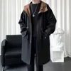 Men's Trench Coats Europe The United States Coat Long Clothes Autumn Winter Plus Fat Handsome Loose Hooded Windproof